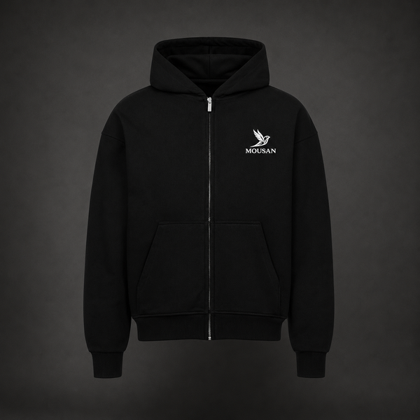 MOUSAN Essential Zip Hoodie – Black