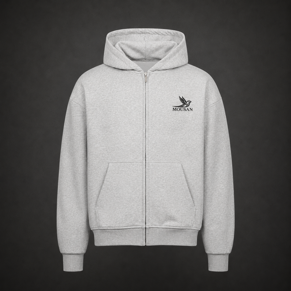 MOUSAN Essential Zip Hoodie – Grey