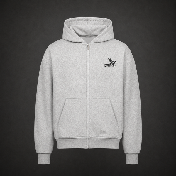 MOUSAN Essential Zip Hoodie – Grey